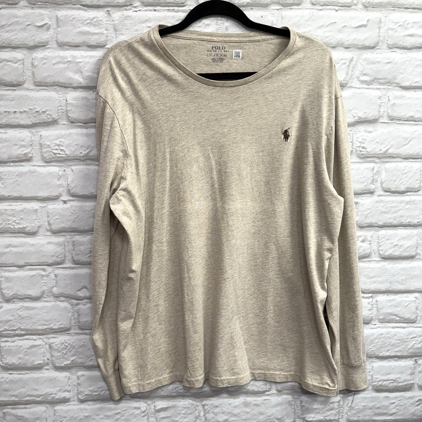 Polo Ralph Lauren Mens XL Classic-Fit Jersey Long-Sleeve T-Shirt Khaki Pony Logo gallery