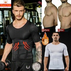 UK Men Slim Body Shaper Posture Corrector Vest Abdomen Fitness Elastic T-Shirt