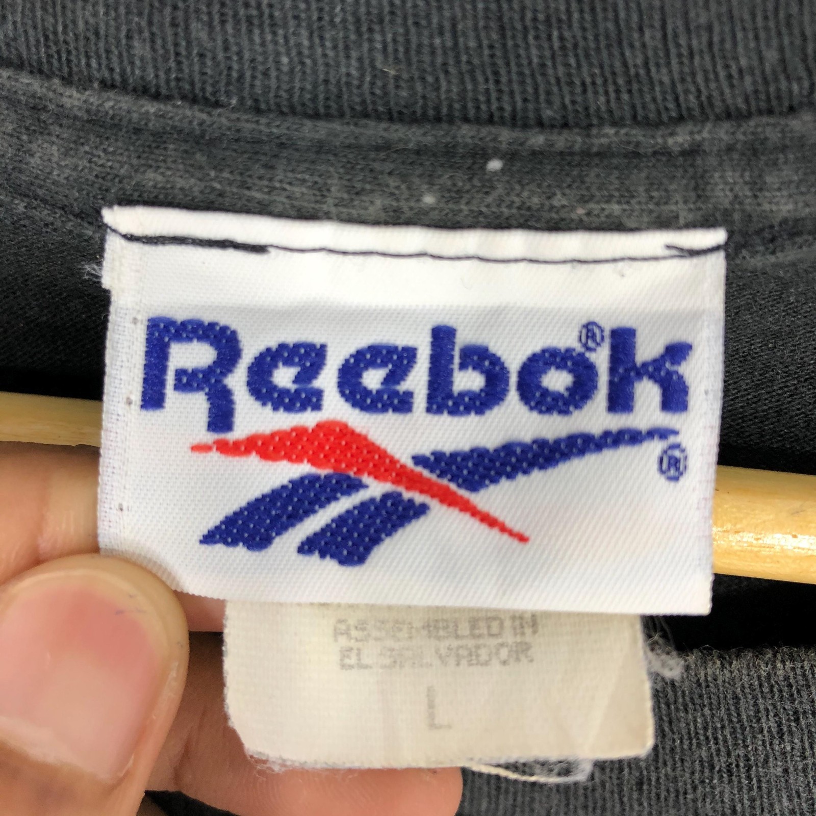 Vintage 90s Reebok Graphic Tee, Black Cotton Sports T-Shirt (Size L) gallery