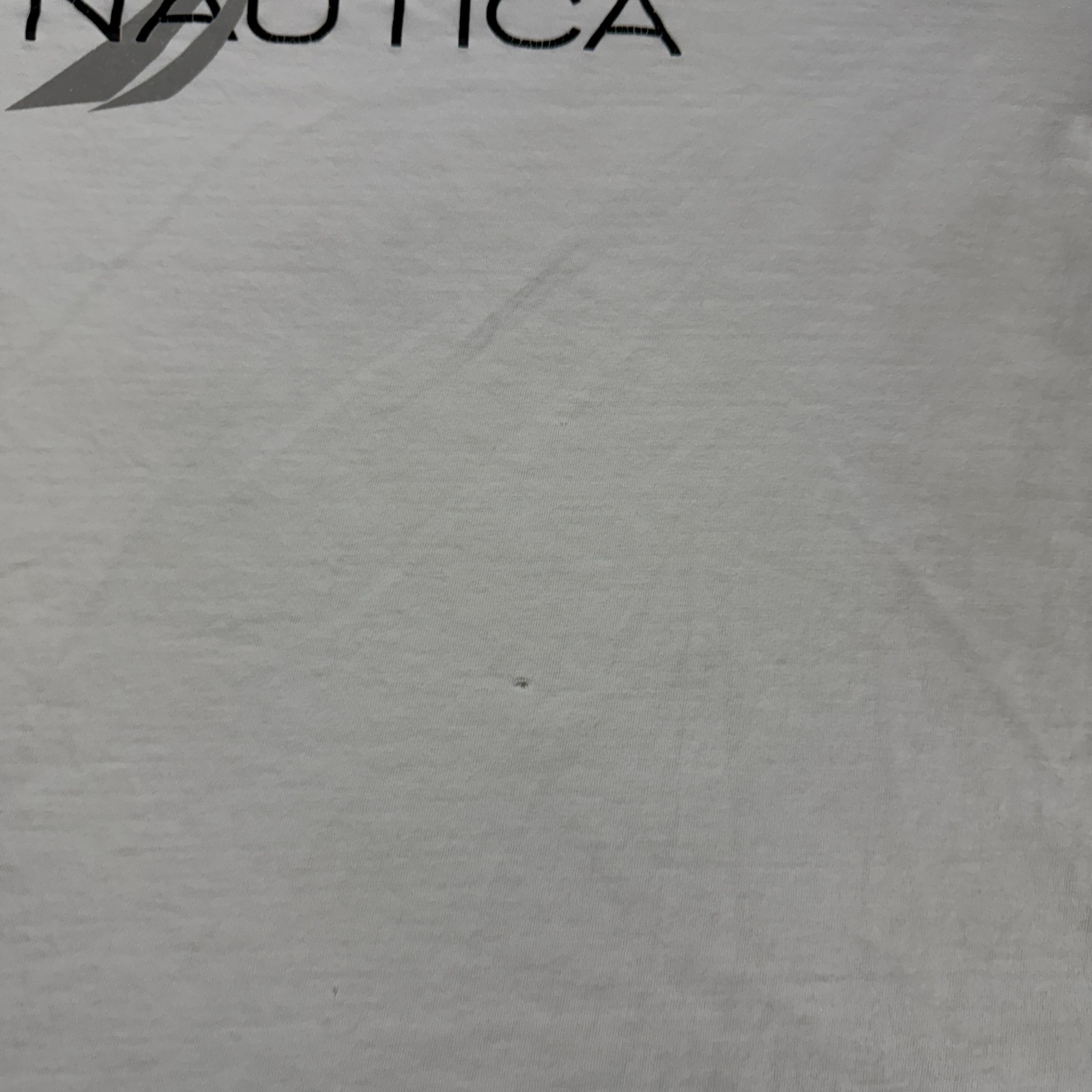 Nautica Shirt Mens Large White Blue Spell Out Logo Short Sleeve Cotton READ gallery