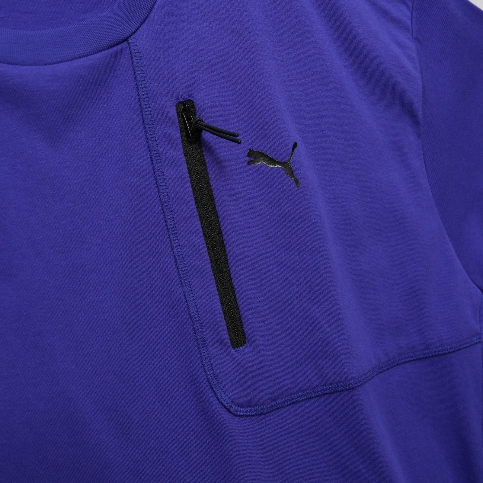 Puma T Shirt Mens XL Open Road Purple Zipper Pocket Athletic Short Sleeve gallery