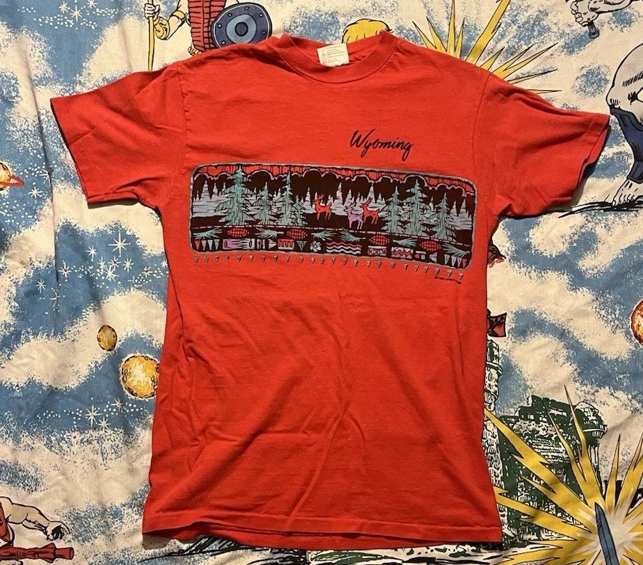 Vintage 1990 Wyoming T-Shirt Lifestyles 90s Single Stitch Outdoors Hunting GUC gallery
