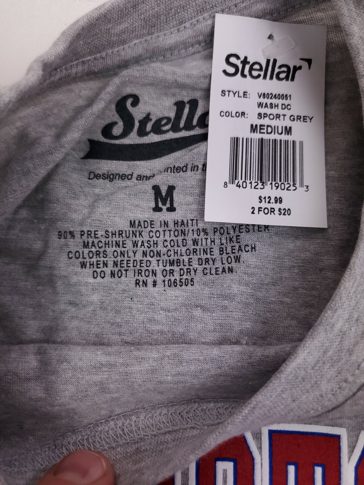 Stellar Washington DC T-shirt Size M Medium Gray District of Columbia Cotton gallery