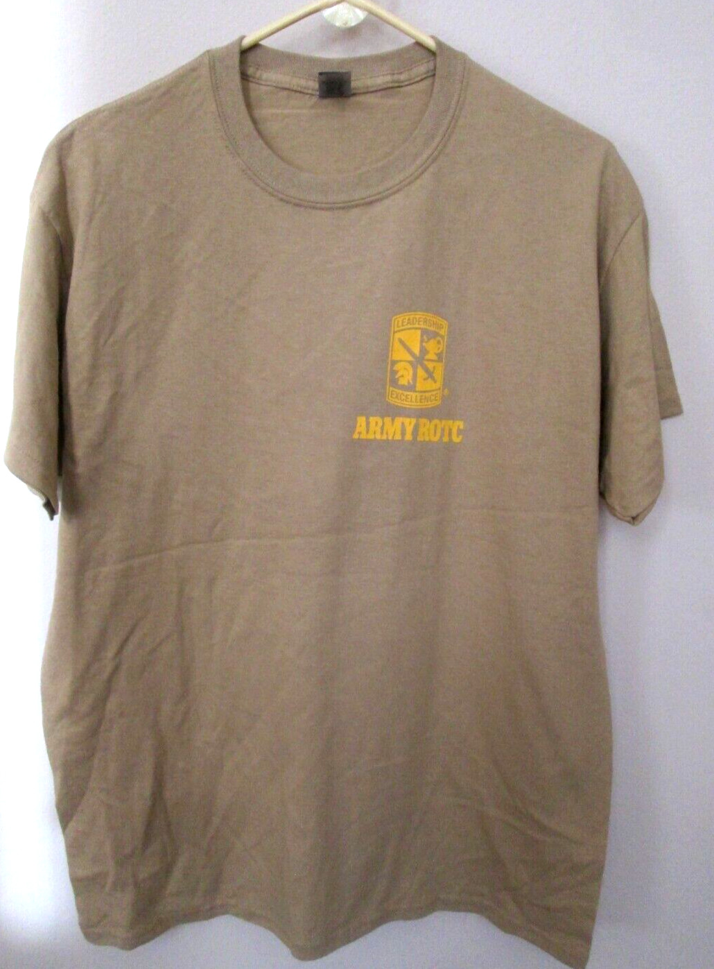 Army ROTC Teen/men Leadership Excellence Logo Sand Tan T-Shirt Size L -NEW gallery