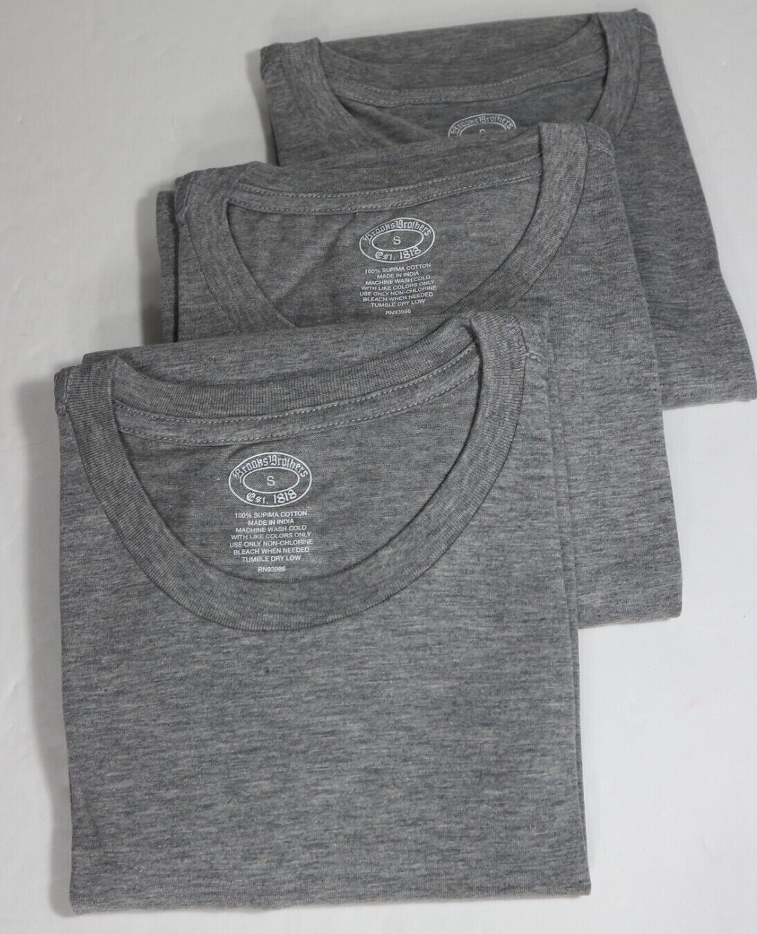 Brooks Brothers 1818 Men's Crewneck Cotton Undershirt Black w/ logo 3pcs/Pack gallery