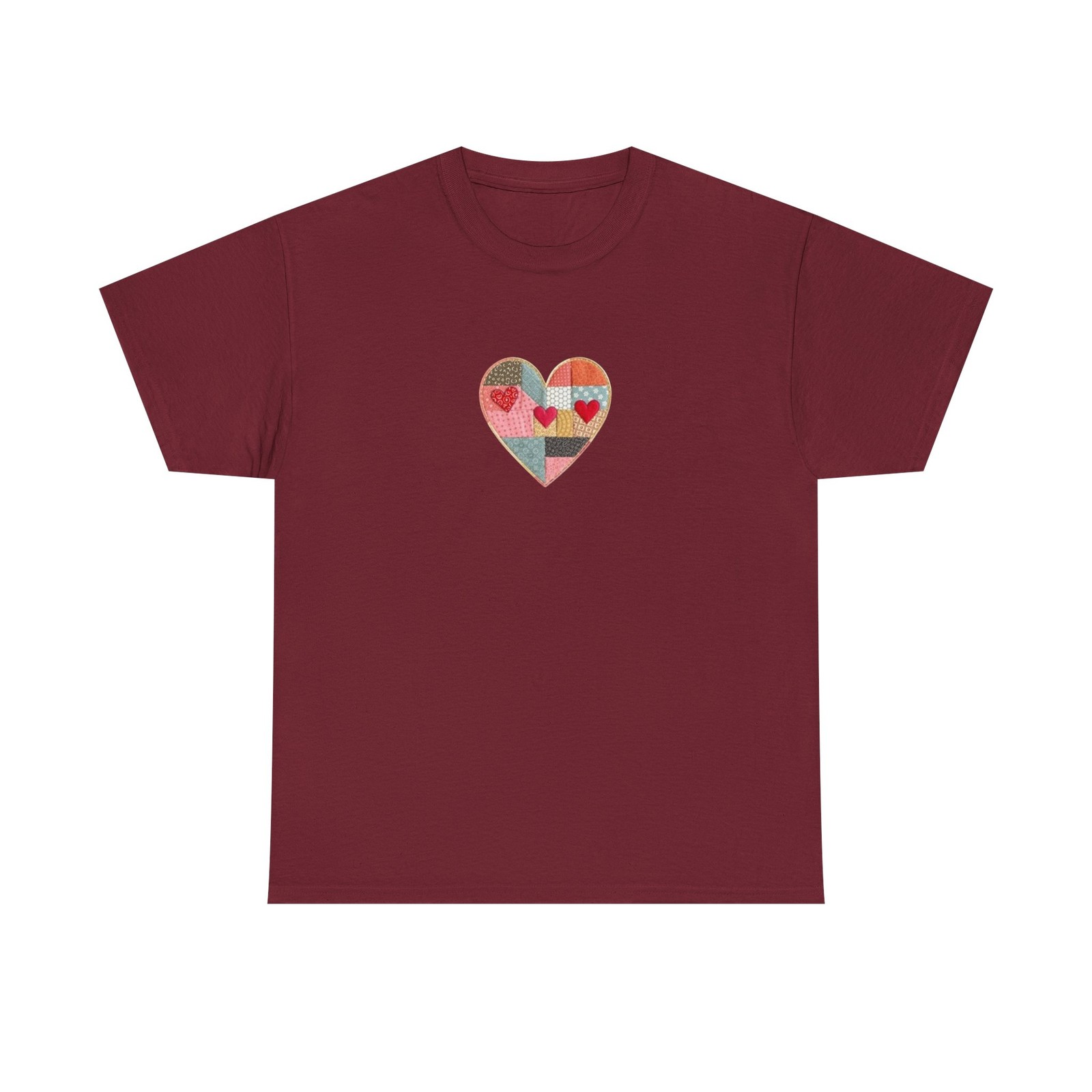 Colorful Quilted Patchwork Heart Tee | Geometric Heart Shirt gallery
