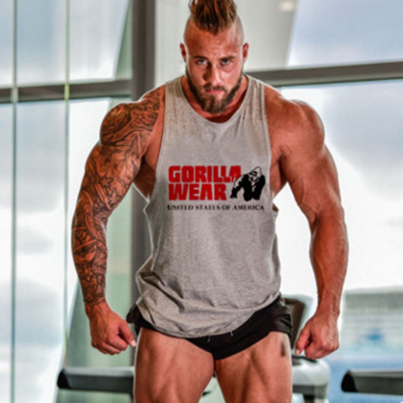 Men Tank Top Gym Workout Shirt Sleeveless Muscle Fitness Bodybuilding Tank Shirt gallery