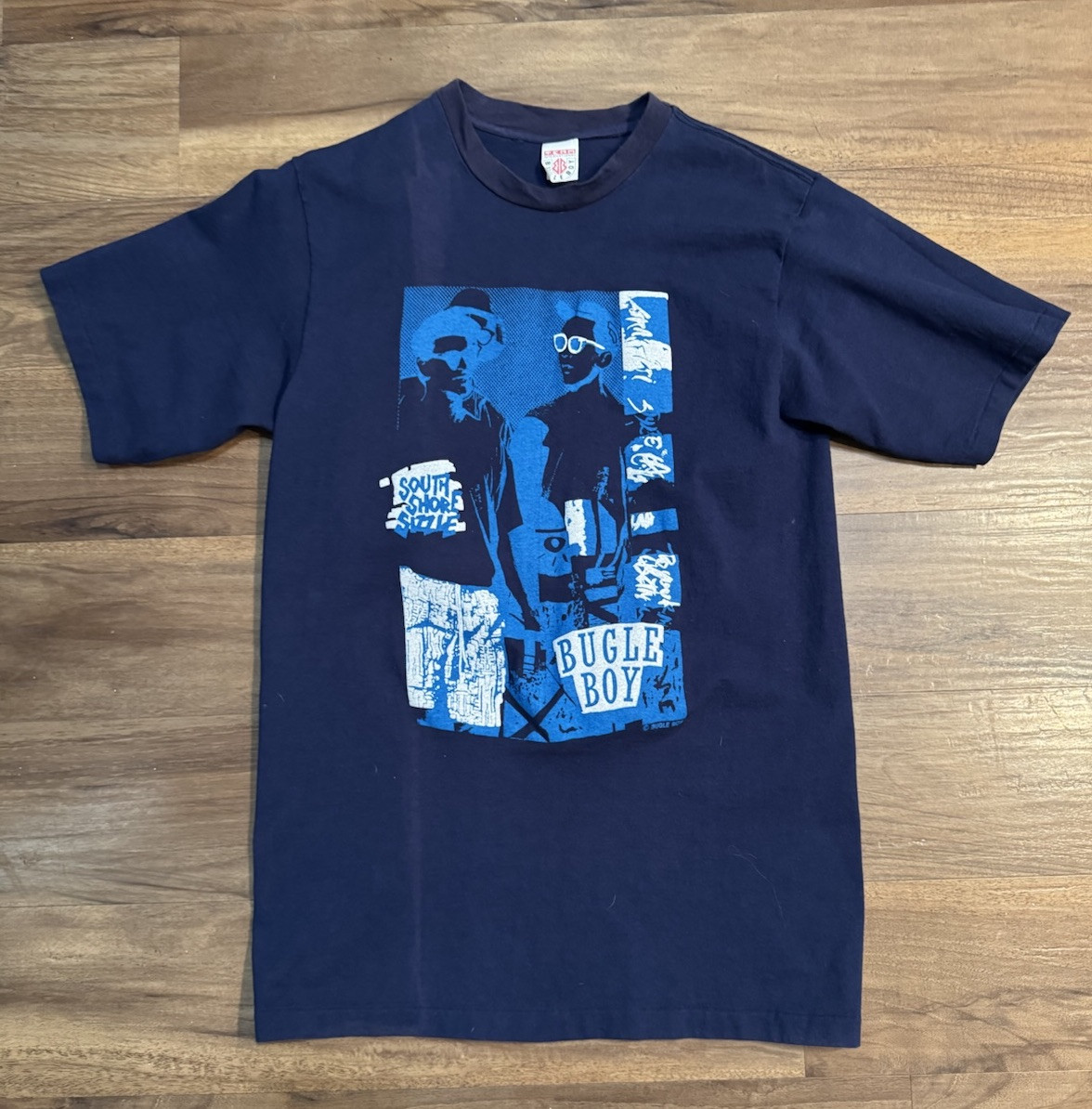 Men’s Sz. Large Bugle Boy South Shore Sizzle Blue T-Shirt 50% Cotton 50% Poly