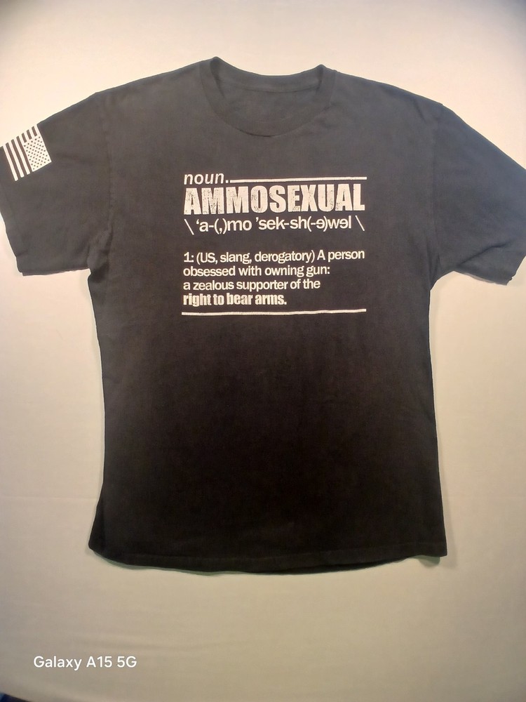 Grunt Style Black “AMMOSEXUAL” Graphic Print Crew Neck T-Shirt Men’s L