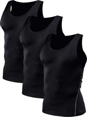 NELEUS Men’s Athletic 3 Pack Compression Under Base Layer Sport Tank Top,Blac…