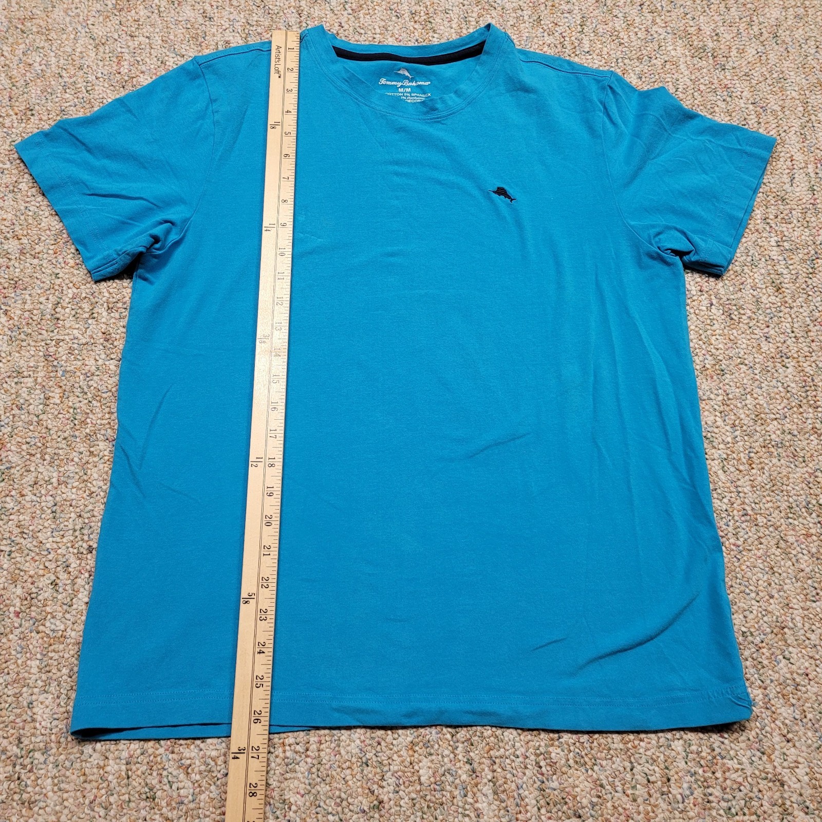 Tommy Bahama Shirt Mens Medium Blue Marlin Logo Cotton Spandex Short Sleeve gallery