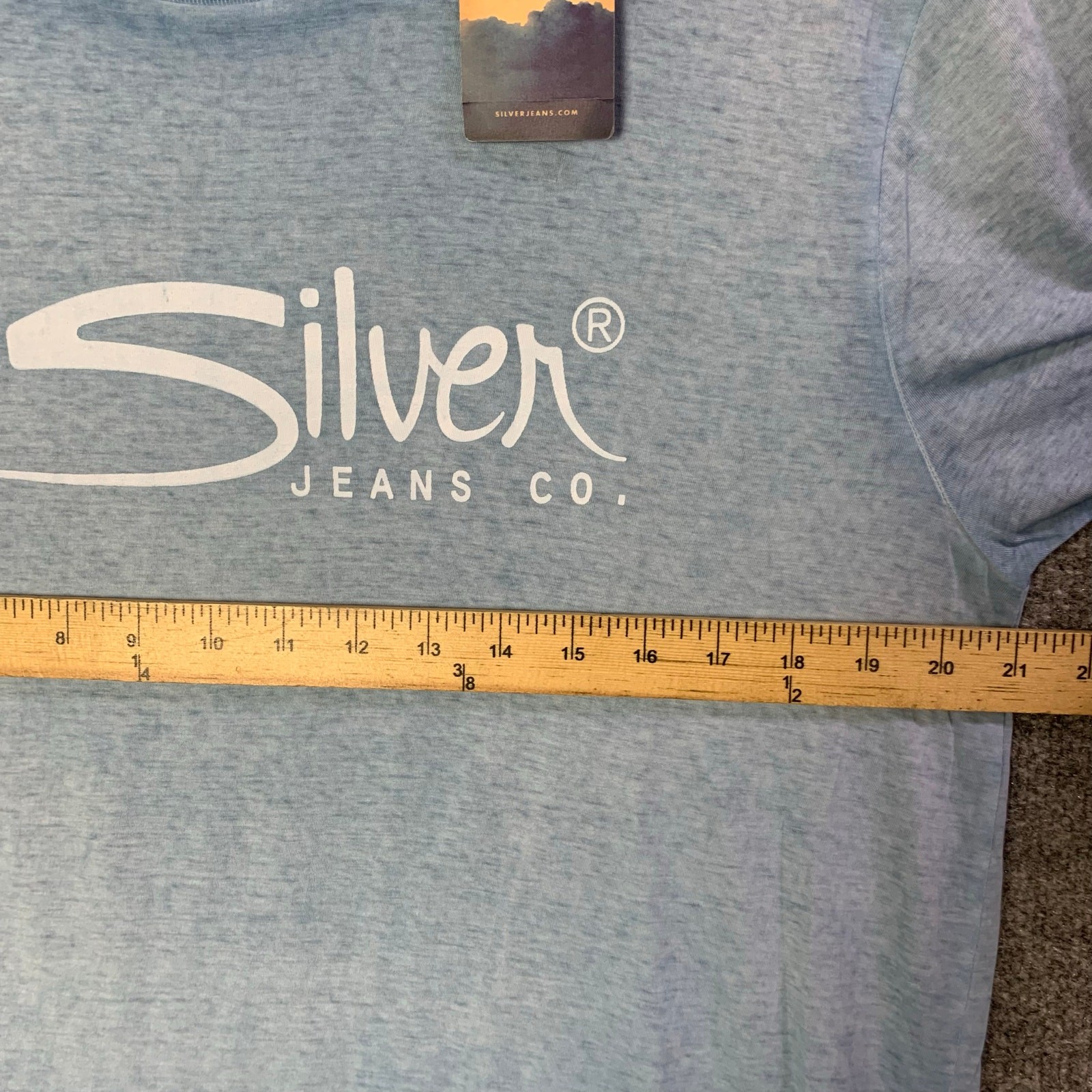 NEW Silver Jeans co Mens Blue Heathered Brand Logo T Shirt SZ M gallery