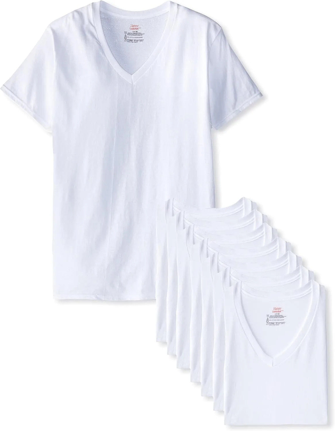 Hanes Mens V-Neck T-Shirt Pack Moisture Wicking Cotton Undershirts White gallery