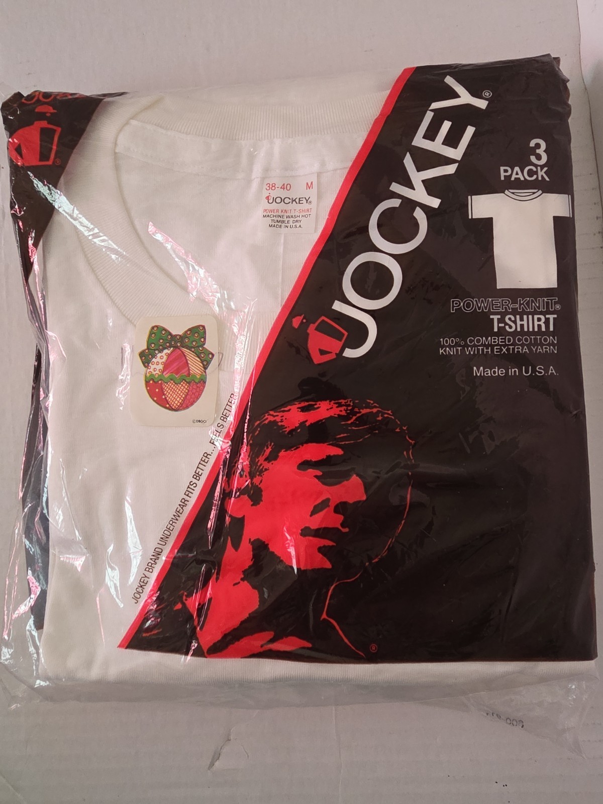 New 3 Pack Jockey Power-Knit T-Shirt Size Medium 38 – 40 White Vintage 1983