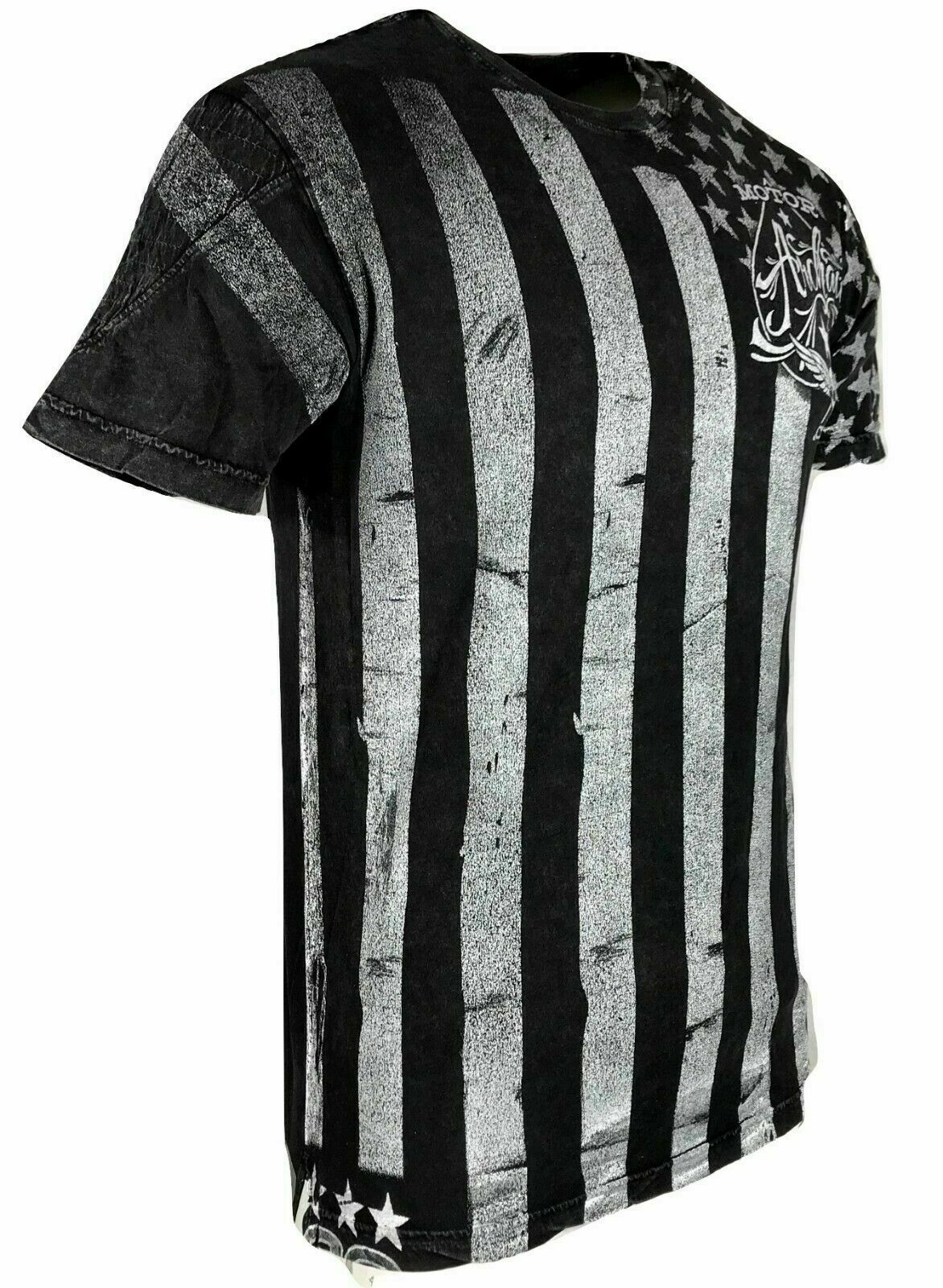 ARCHAIC by AFFLICTION Men's T-Shirt NATION Skull Wings US Flag Black S-4XL $40 gallery