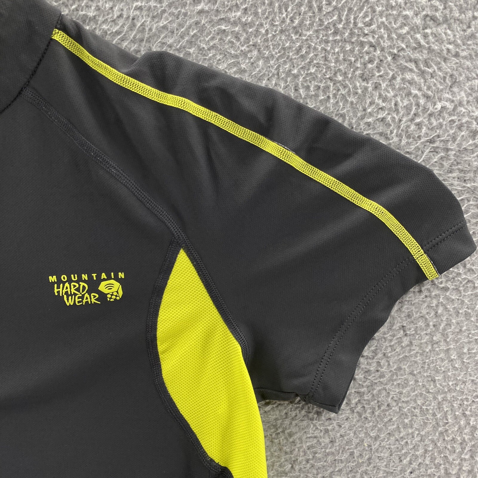 Mountain Hardwear Shirt Men Small Gray Yellow 1/4 Zip Lightweight Mesh Outdoors gallery