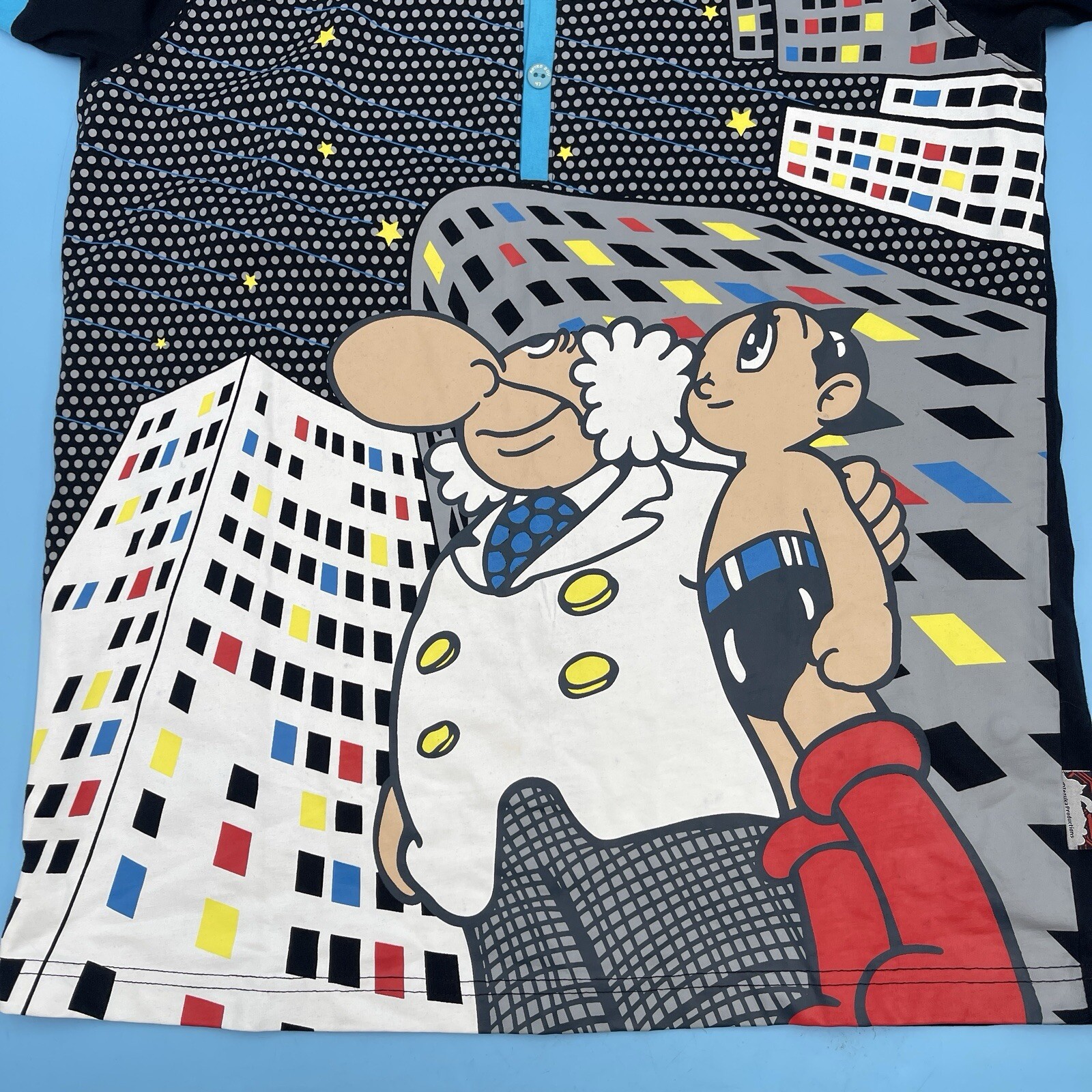 Astro Boy Tezuka Mighty Atom Men's Graphic Print Button V-Neck T-Shirt XL gallery