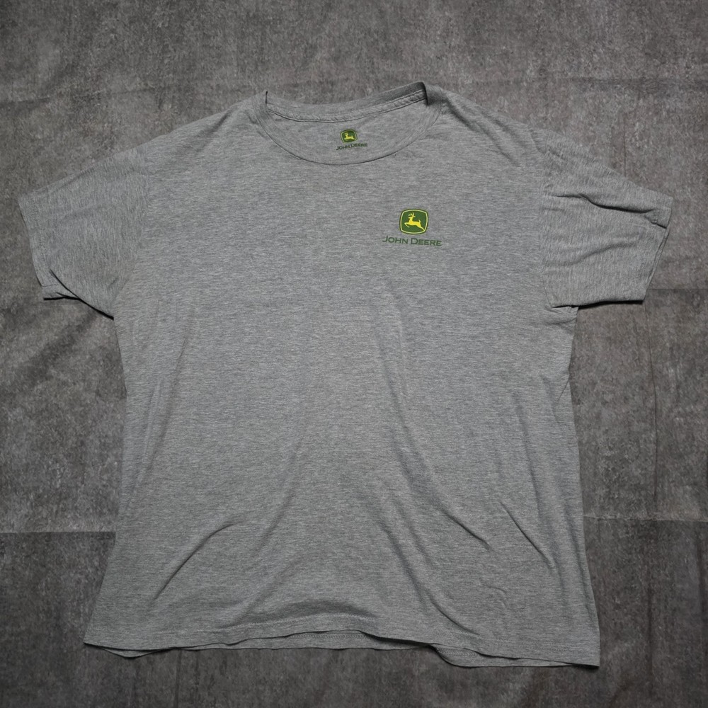 John Deere Mens L Gray Logo Generations Tee Tractors Plows Farm Graphic T-Shirt
