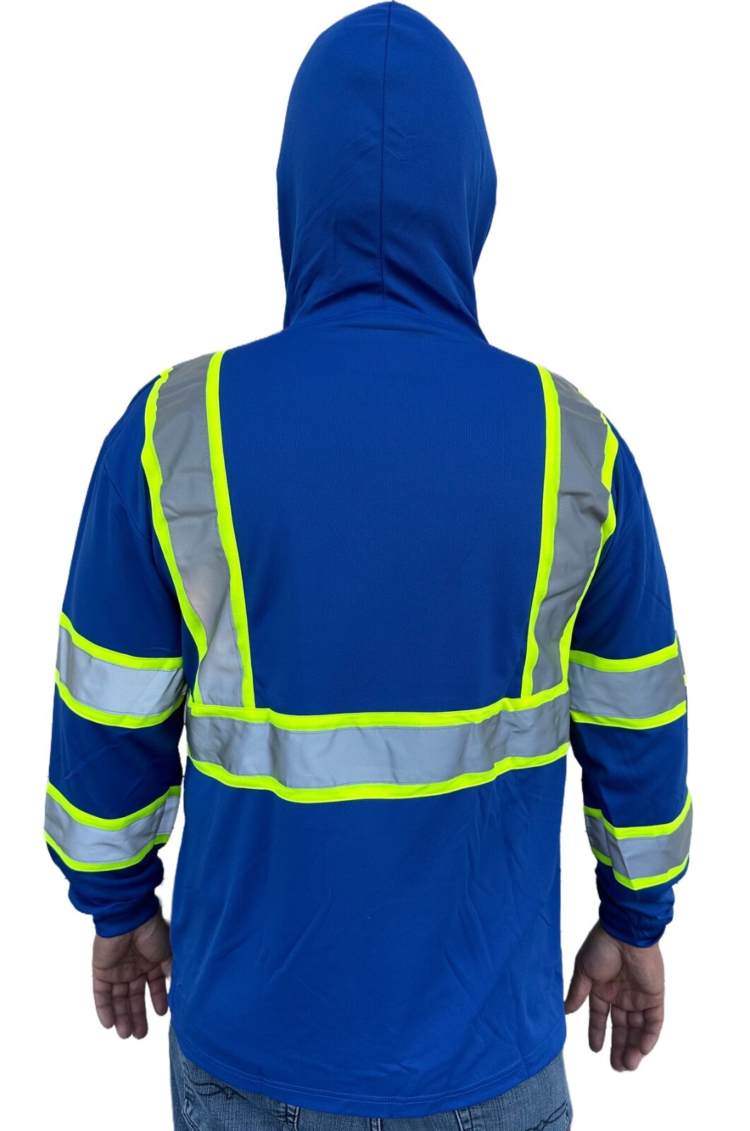 Hoodie Blue High Visibility Safety Shirt With Reflective Stripes gallery