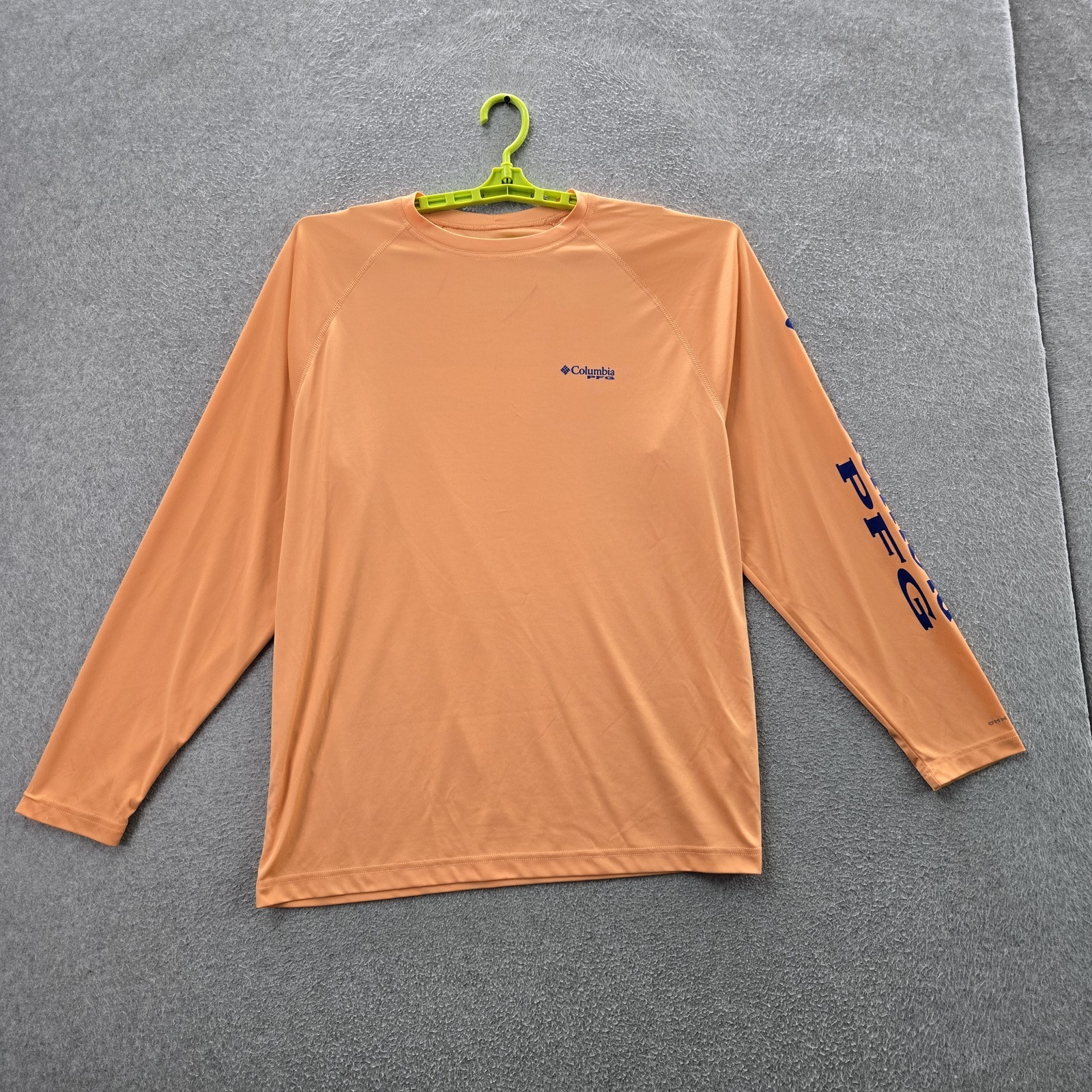 Columbia Men Shirt L/G Orange Logo Text PFG Activewear Long Sleeve Fishing gallery