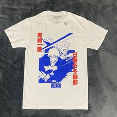 Bleach Anime Men’s White Blue And Red Graphic T-shirt, Size Small