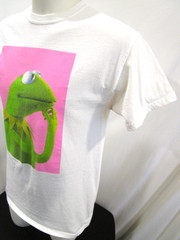 Disney The Muppets Kermit The Frog White & Pink Graphic T Shirt Adult Sz M