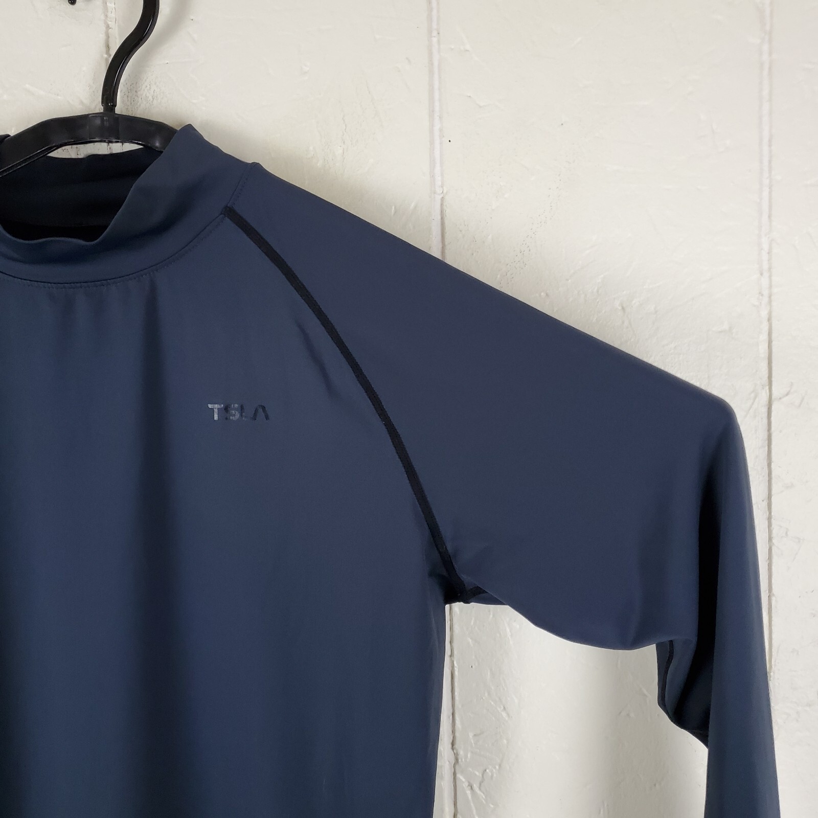 Tesla Shirt Mens Large Gray High Neck Logo Long Sleeve Stretch Pullover gallery