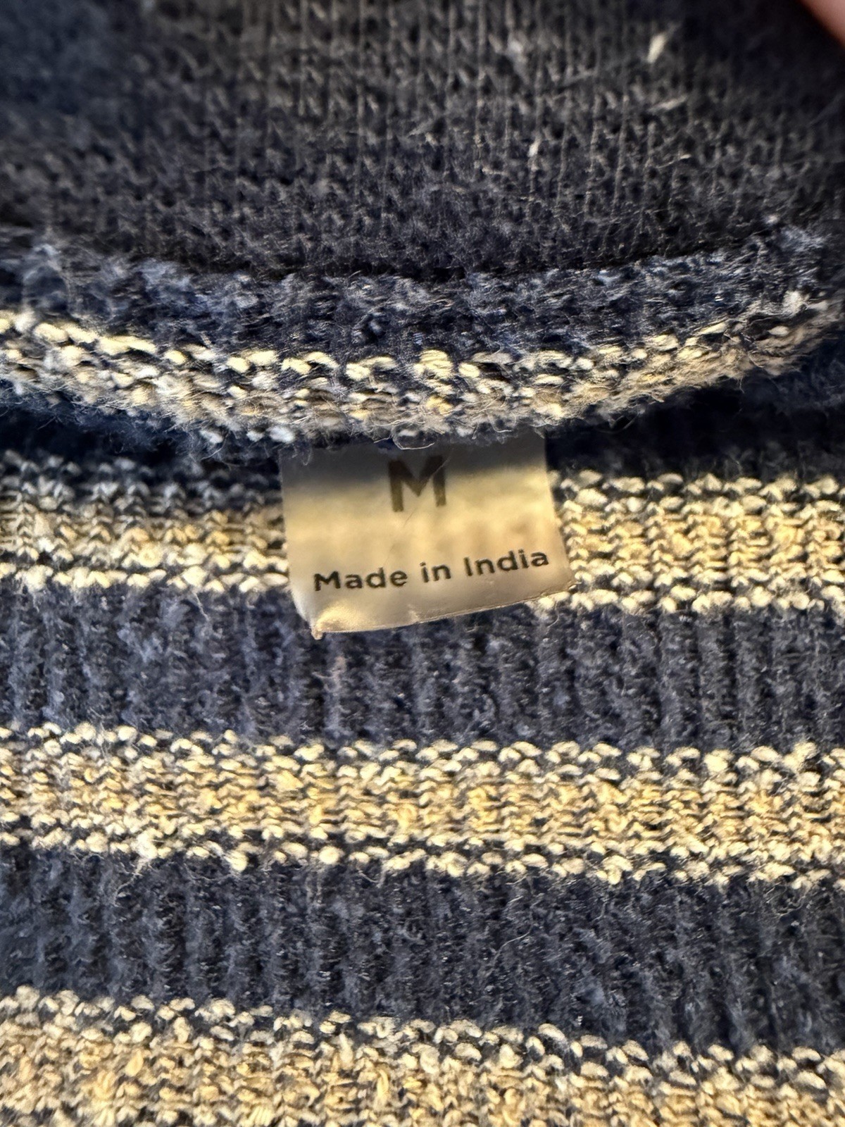 PacSun Striped Knit T Shirt Men’s M Navy Beige Short Sleeve Cotton gallery