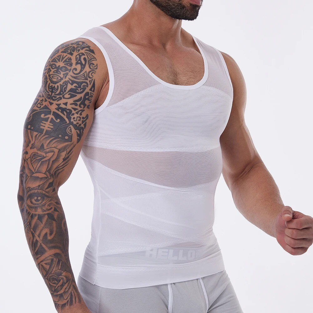 Men Slimming Body Shaper Tank Top Abdomen Gynomastica Compression Vest Shirt gallery