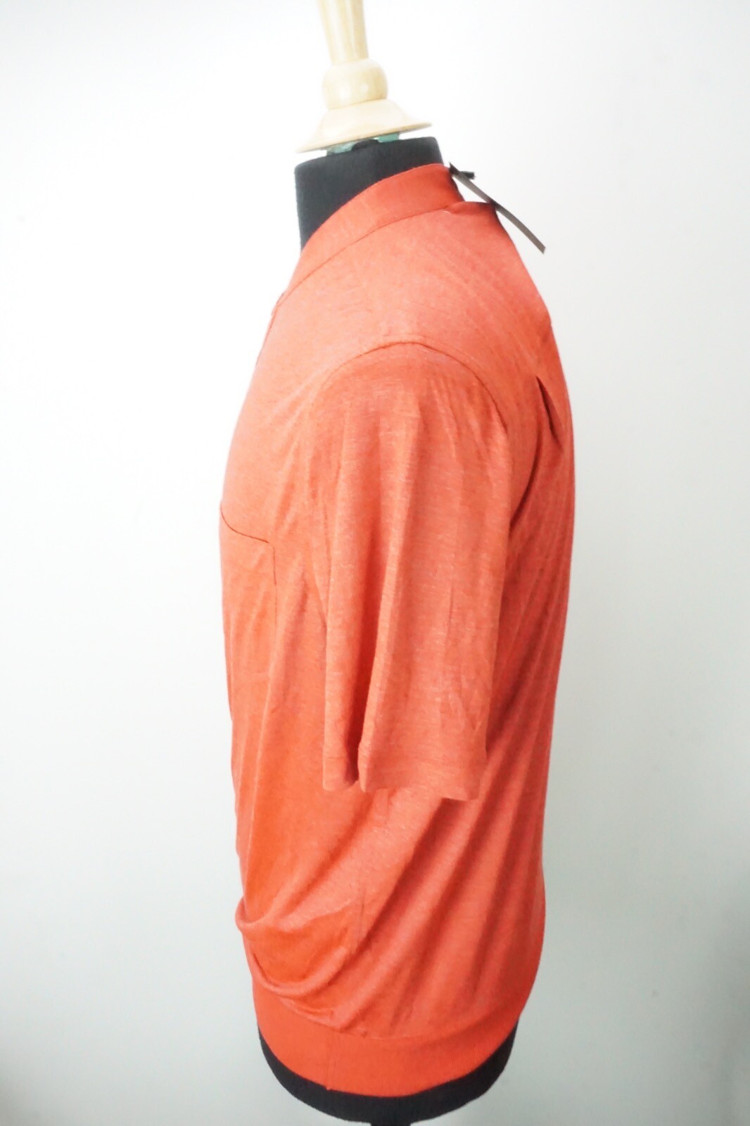 Giorgio Armani Black Label Henley Orange Red 70% Cashmere Silk T Shirt 48 NEW gallery