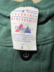 Vintage Majestic Tampa Bay Devil Rays Green Henley Graphic T-shirt Mens Small