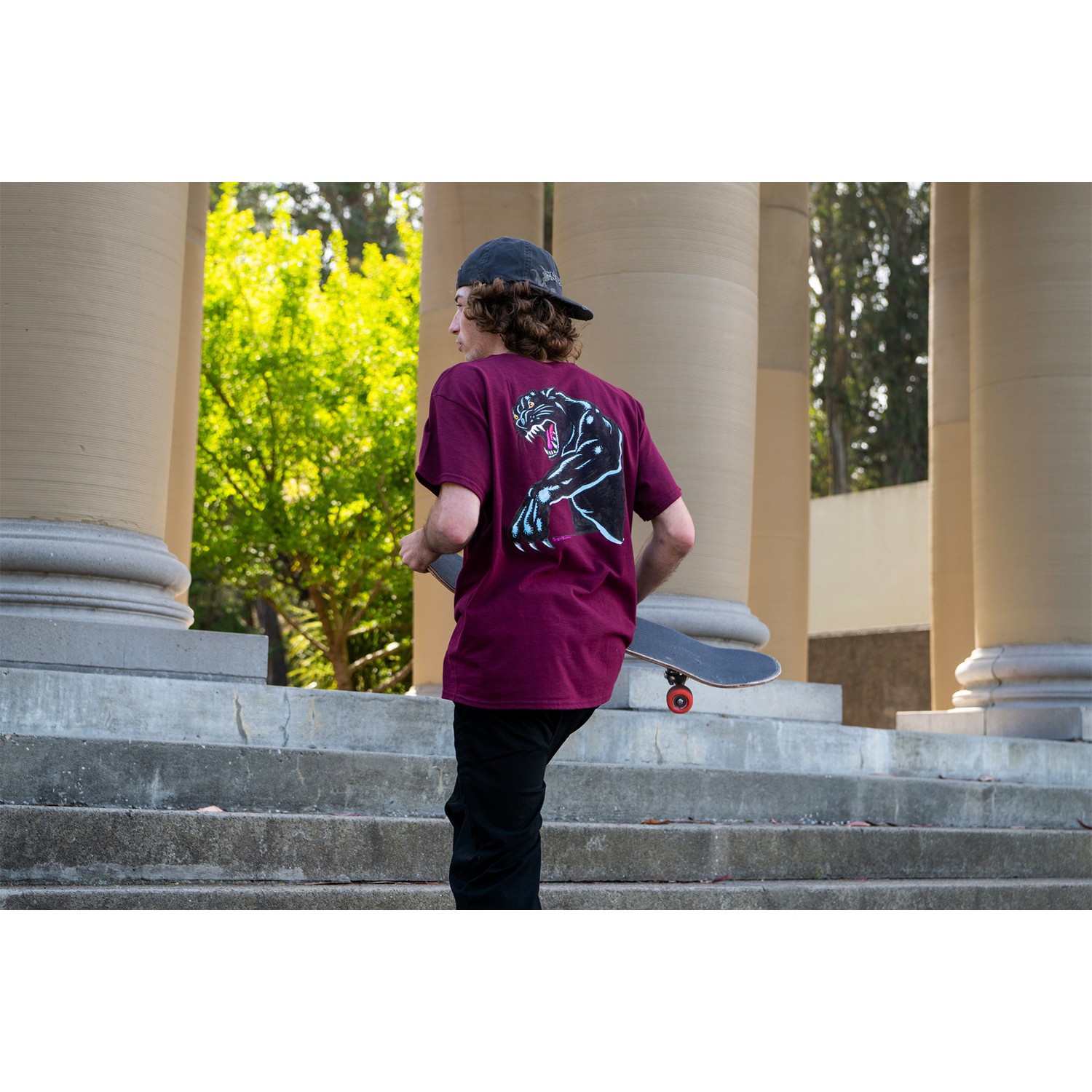Santa Cruz Skateboards Shirt Natas Sketch Panther Maroon gallery