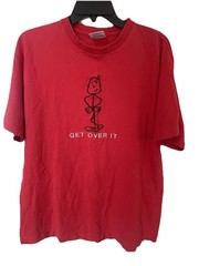 Vintage 90s “Get Over It” Stick Figure T-Shirt Red Premier Sportswear Funny Logo