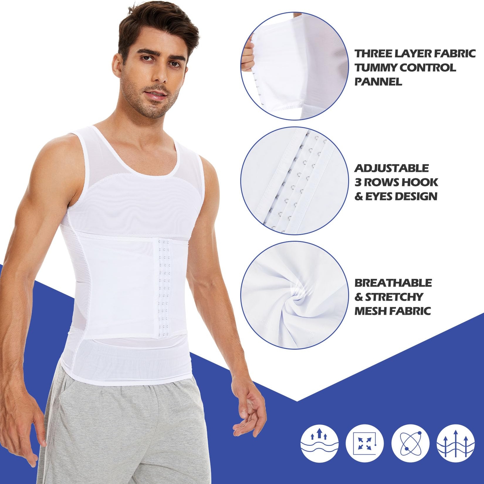 Men Compression Shirts Body shaper Tummy Control Underwear Slimming Girdle US gallery