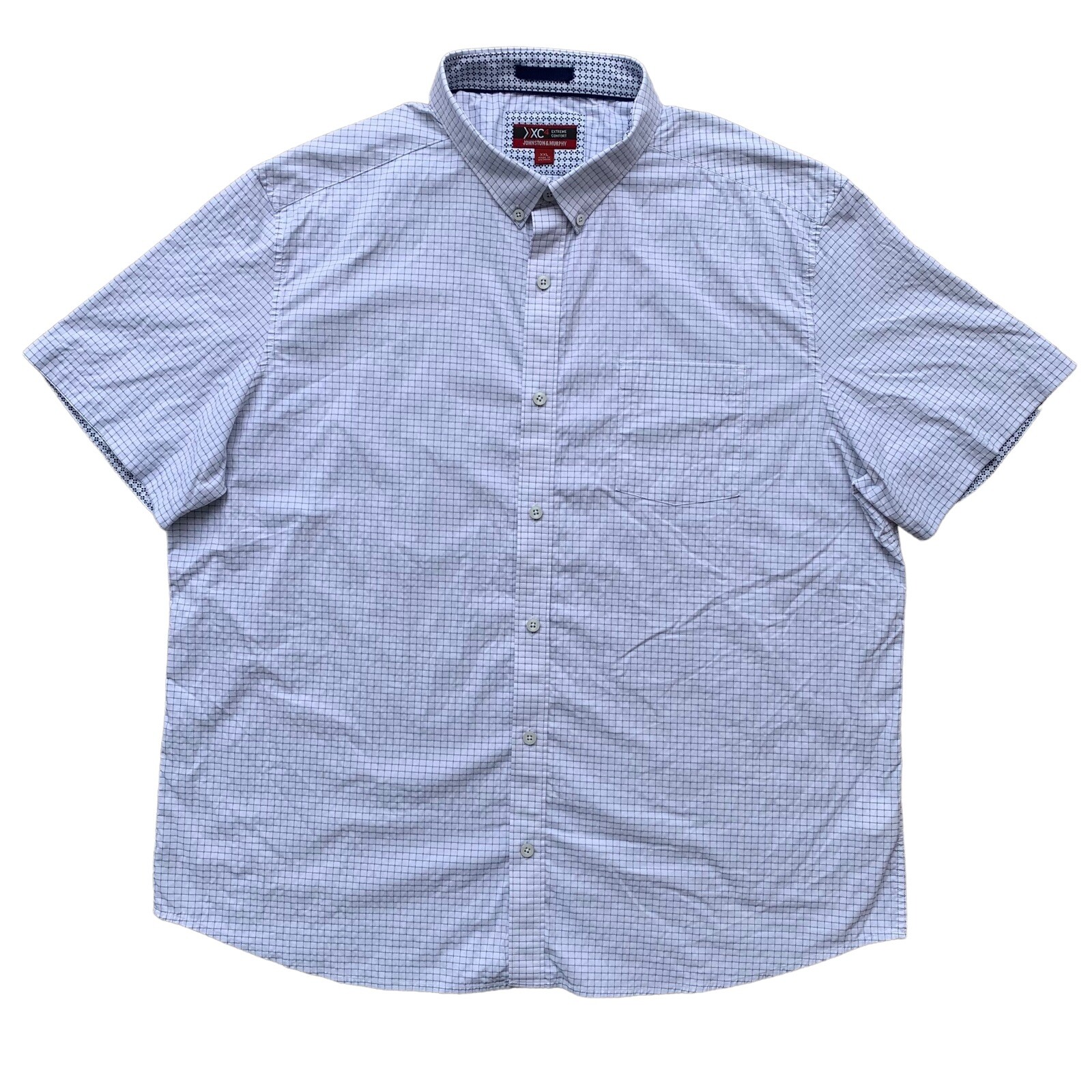 Johnston & Murphy Men’s XC4 Performance Short-Sleeve Button Shirt Blue Check XXL