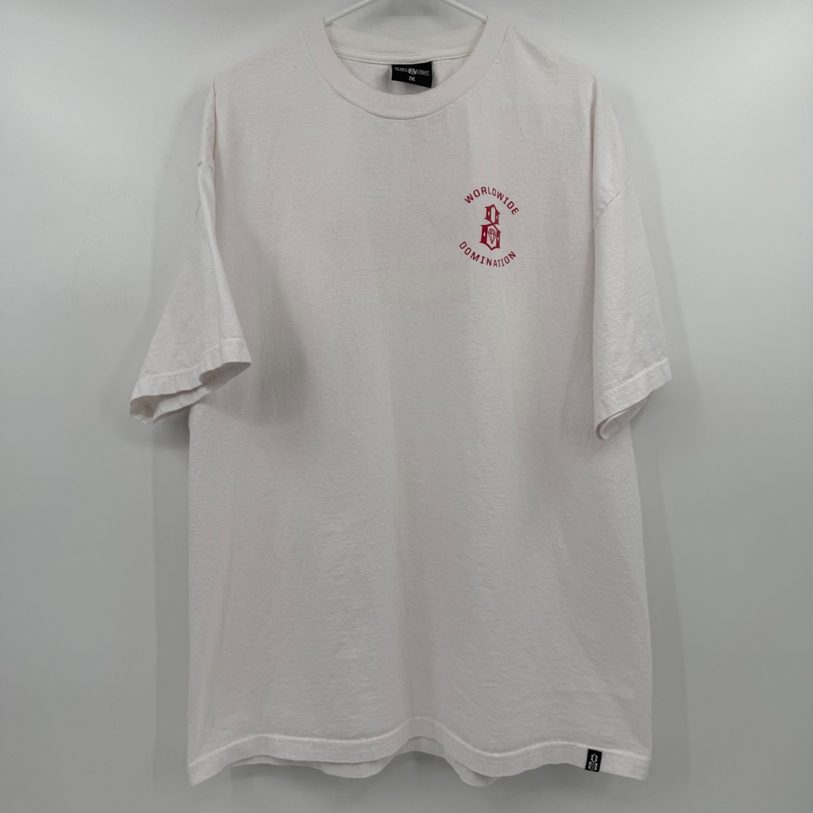 Rebel Eight T Shirt Men 2XL White Red Crew Neck World Domination Short Sleeve