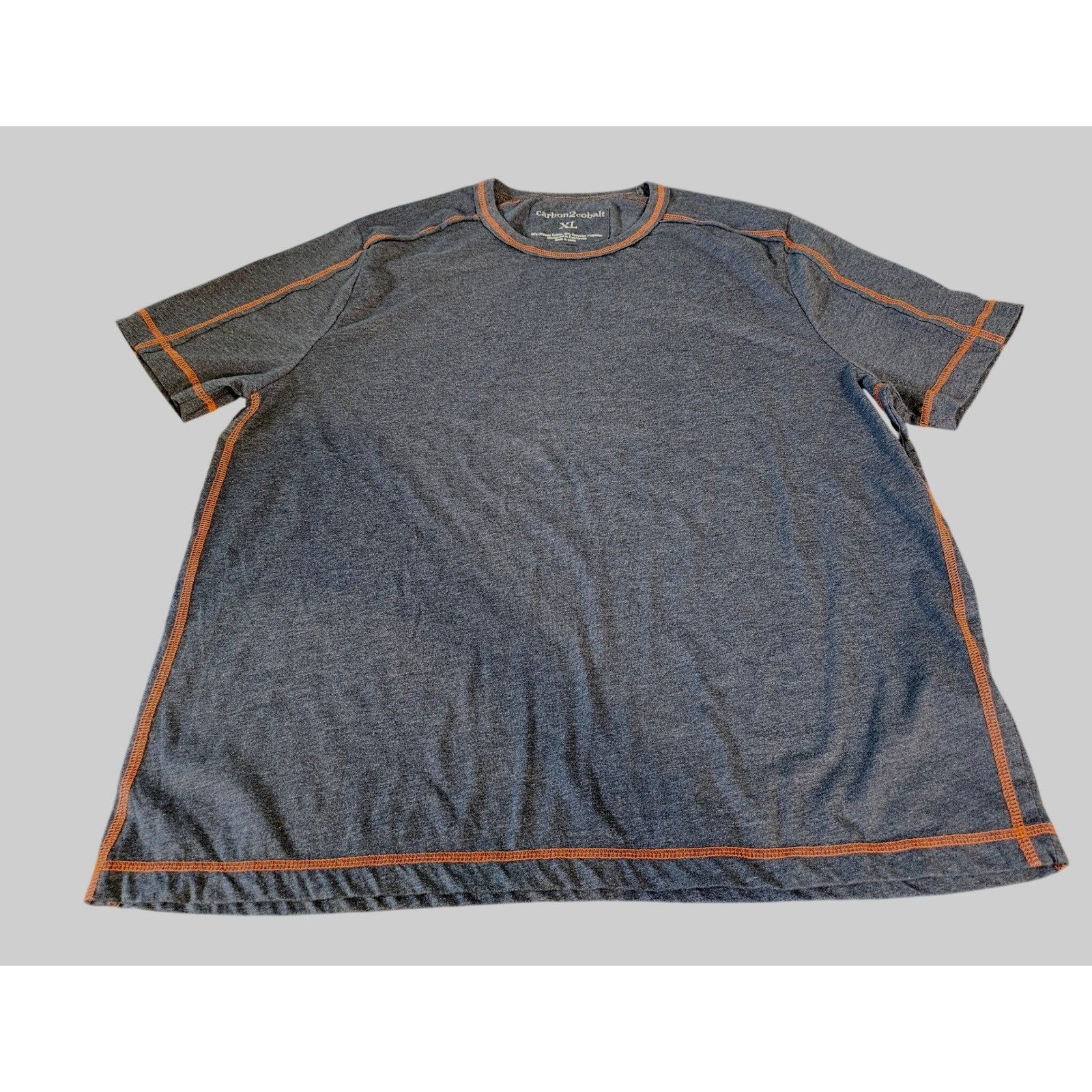 Carbon2cobalt T-Shirt Mens XL Gray Orange Contrast Stitch Organic Cotton Blend gallery