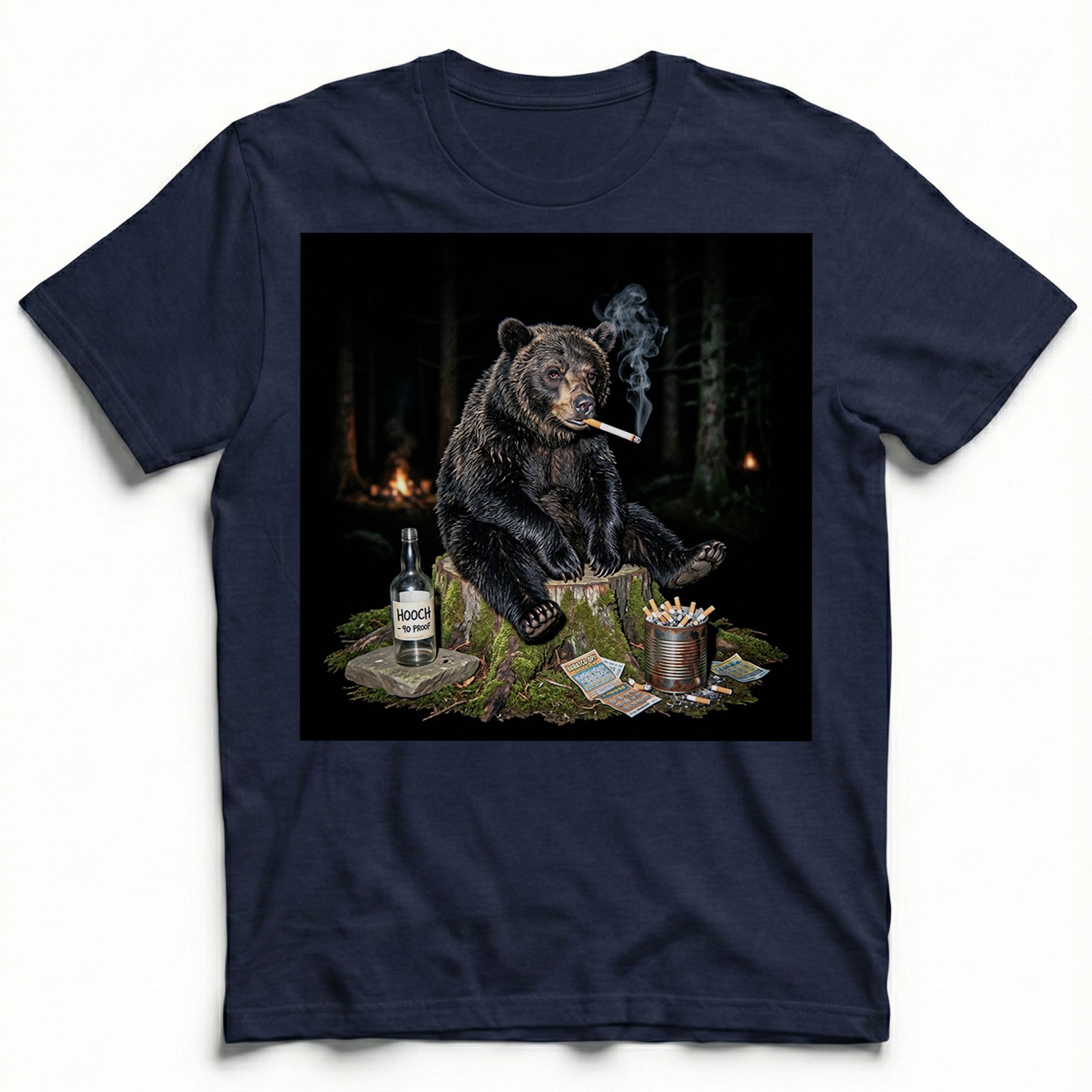 Funny Bear Smoking T-Shirt Bad Habits Forest Wildlife Meme Graphic Tee gallery