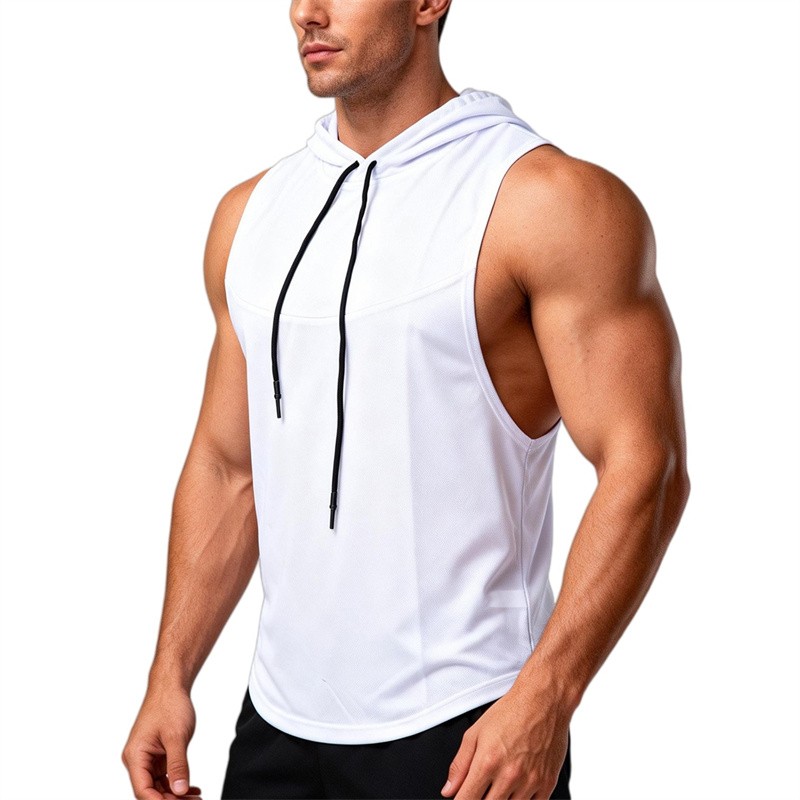 Men's Quick Dry Hooded Tank Top High Stretch Breathable Gym Athletic Vest gallery