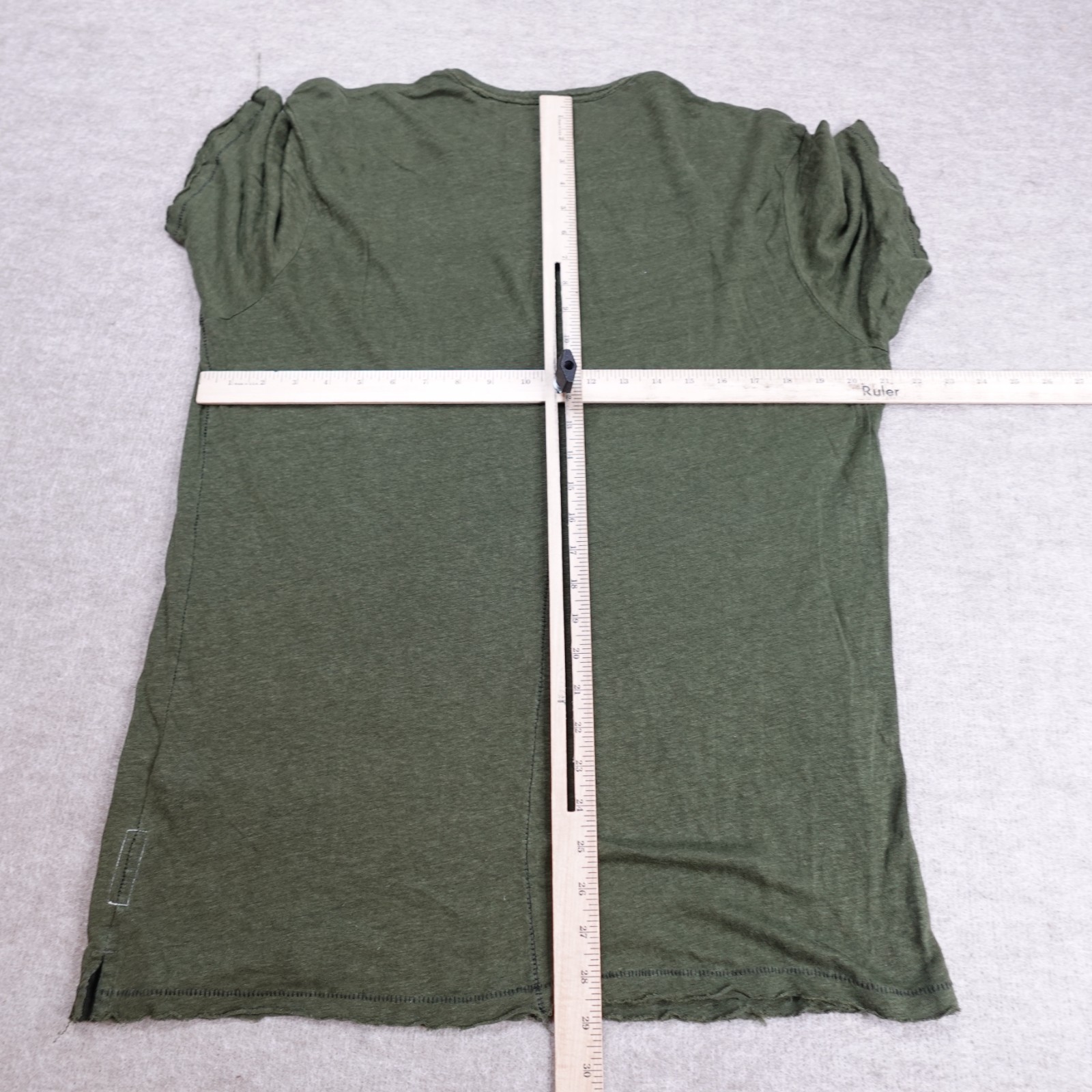 Rag & Bone Mens Shirt Large Green Olive Raw Hem 100% Linen gallery