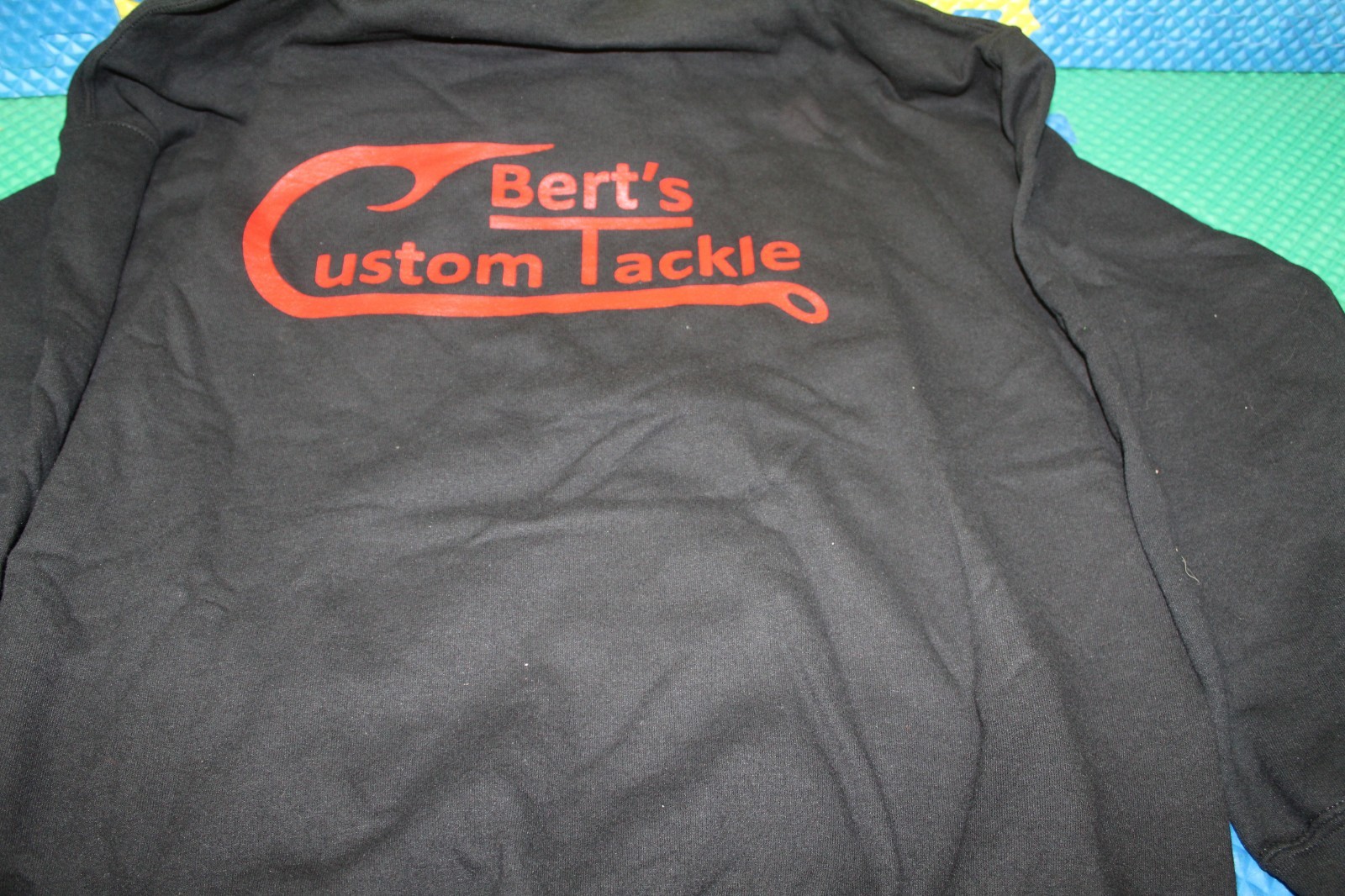 Berts Custom Tackle 50/50 Poly/Cotton Black Hooded Sweat Shirt Choose Size gallery
