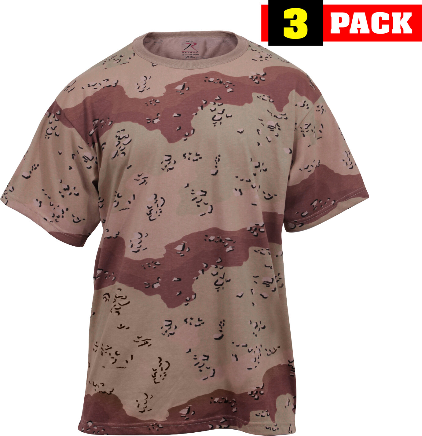 Desert Camo Six Color Army T-Shirts Tactical Military Short Sleeve Tees - 3 PACK gallery