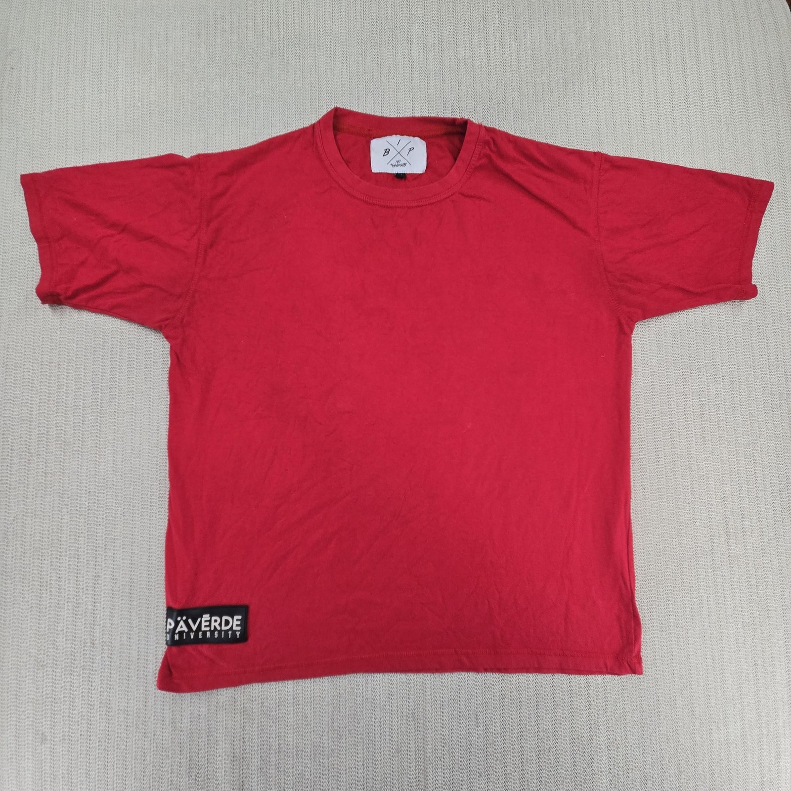 No Handouts Shirt Mens XL Red Paverde University Crest Patch Graphic Logo Tee gallery
