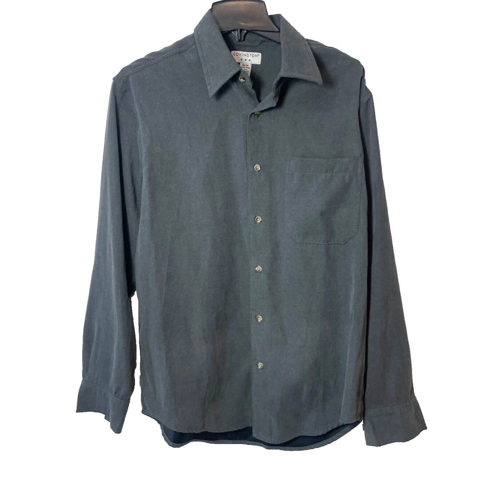 Covington Button Down Dress Shirt Mens M 38-40 Gray Long Sleeve Collared Formal