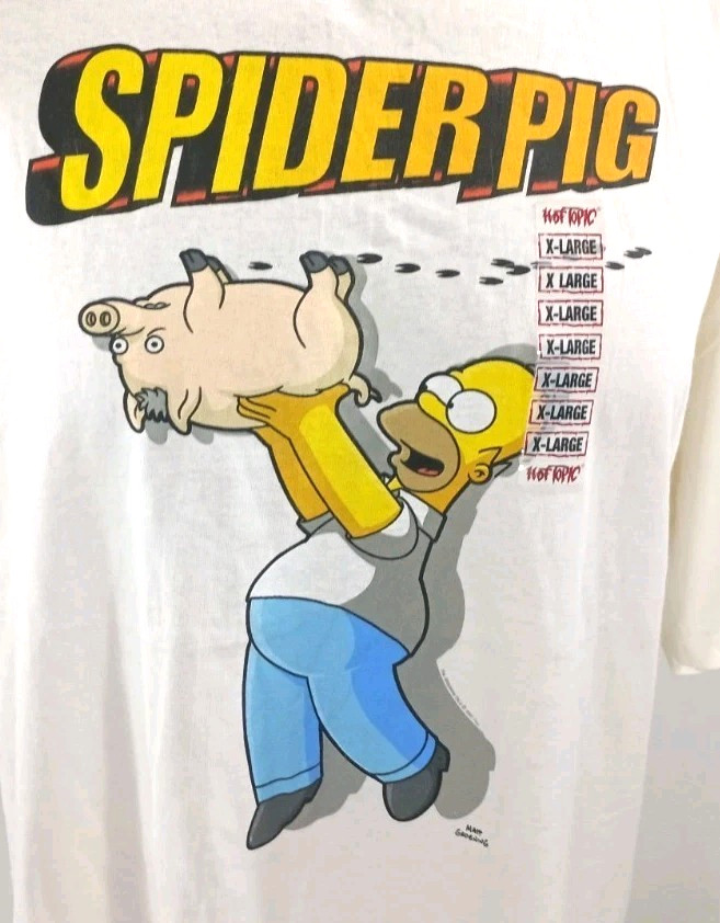 The Simpsons Movie Homer Simpson Spider Pig T-Shirt Men's XL Spiderpig Hot Topic gallery