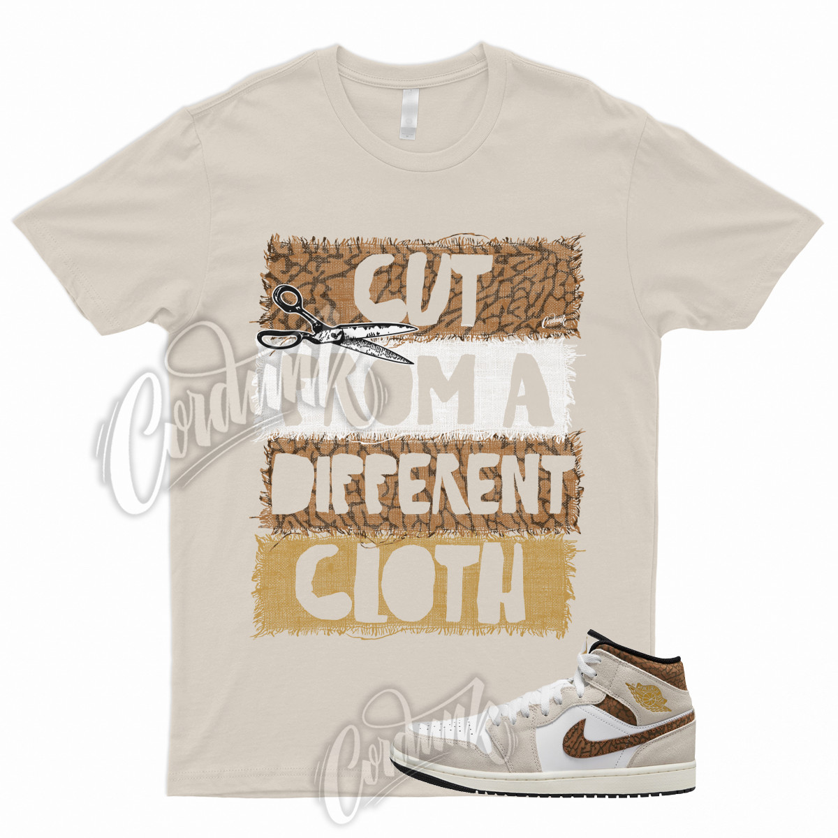 CUT T Shirt to Match 1 Mid Brown Elephant Orewood Brown Light British Tan Sail
