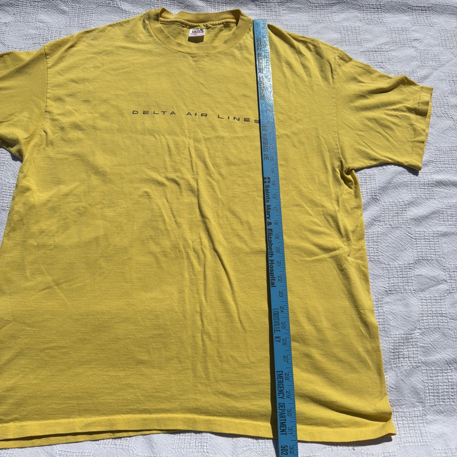 Delta Air Lines Anvil Yellow Employee Shirt Size XXL USA Vintage gallery
