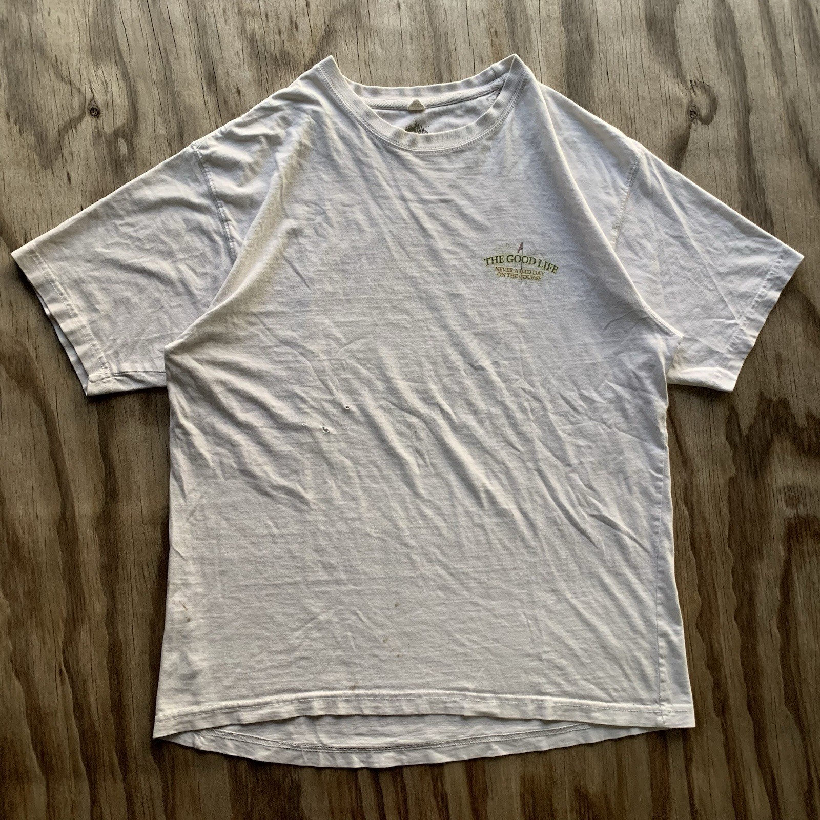 Vintage 2010 Golfing T-Shirt L White Sports Classic Summer Vacation DISTRESSED