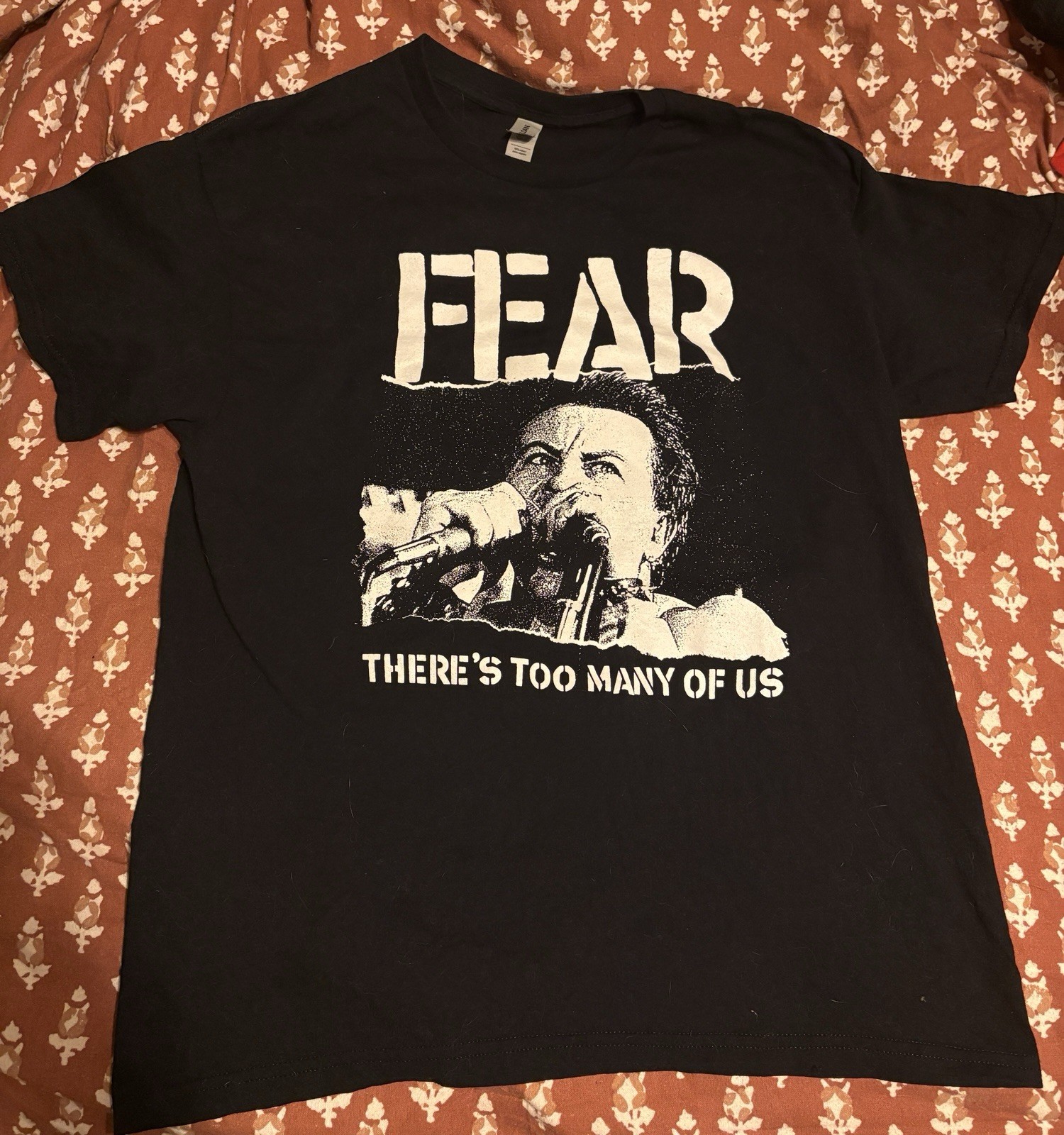 FEAR ‘There’s Too Many Of Us’ Size L Large Black Tee Shirt Los Angeles Punk Rock gallery