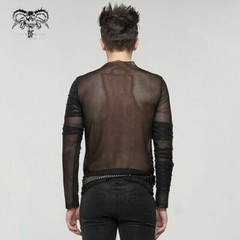 Devil Fashion Steampunk Men’s Transparent Tops Splicing Visual Street T-shirt